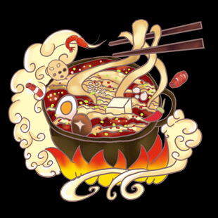热气腾腾的美味火锅插画
