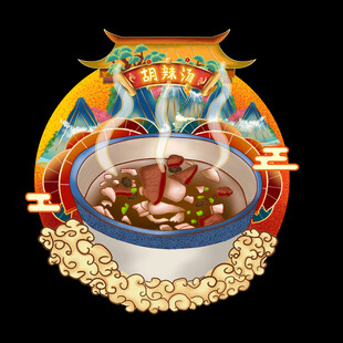 传统美味火锅插画