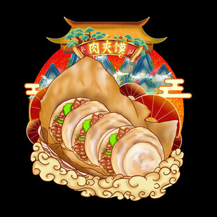 国潮风海参美食插画