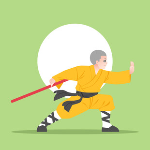 少林武僧持棍习武