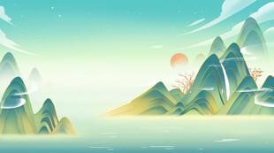 国潮山水背景