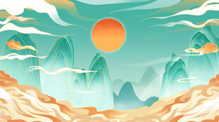 国潮插画背景