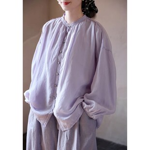 淡紫色宽松系复古风服装