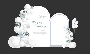 结婚 订婚白色气球婚礼拱门装饰