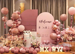 订婚生日粉色系浪漫气球装饰场景
