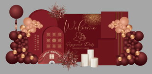 红色婚礼迎宾区布置