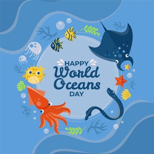 世界海洋日欢乐海洋元素
