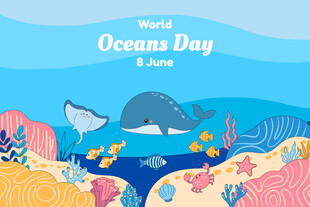 海洋日海底世界插画