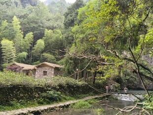 山间小屋静谧自然之景