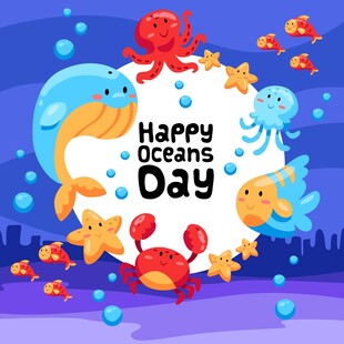欢乐海洋日插画