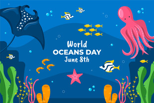 海洋日海底世界插画