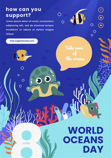 世界海洋日宣传插画