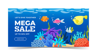 海洋主题大促海报