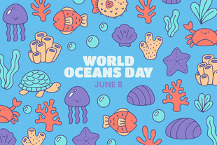 世界海洋日海洋生物插画