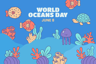 世界海洋日海洋生物插画