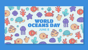世界海洋日主题卡通图案