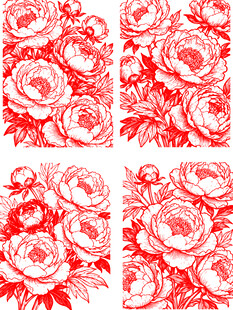 红色牡丹花卉图案设计素材