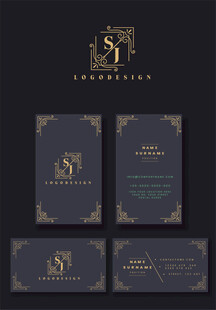 奢华黑金风名片设计模板