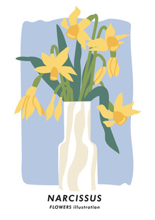 花瓶中的黄色水仙插画