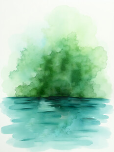 水彩绘就的绿意