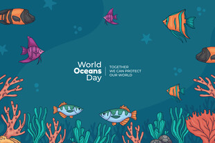 海底多彩鱼儿与珊瑚景观