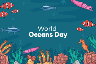 世界海洋日海底欢乐场景