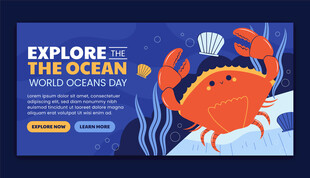 探索海洋的可爱螃蟹