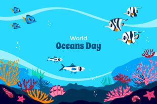 海洋日海底世界插画