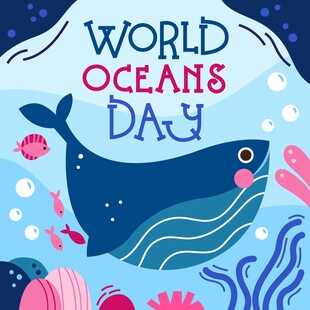 世界海洋日插画