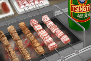 日式烤串与出前一丁泡面