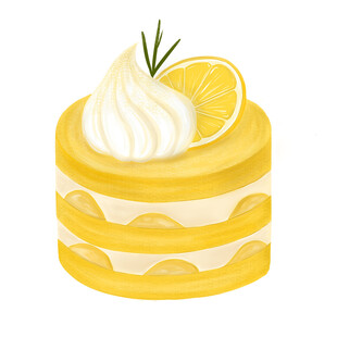 柠檬奶油蛋糕插画