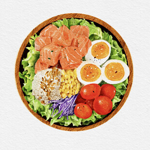 美味营养的三文鱼蔬菜沙拉