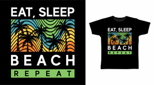 海滩主题T恤设计展示