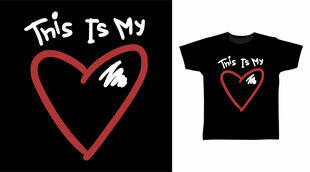 个性爱心图案T恤设计