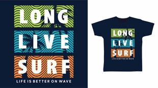 冲浪主题T恤设计图案