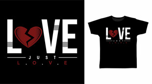 爱心字母T恤设计图案