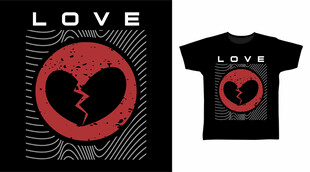 破碎爱心T恤设计图案