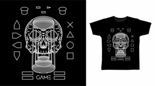 骷髅图案T恤设计稿