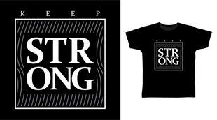 强字图案黑色T恤