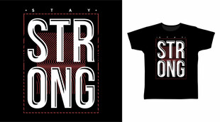 强字图案黑色T恤