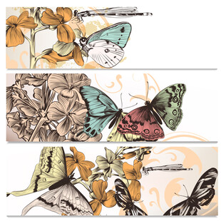 蝴蝶花卉图案设计素材