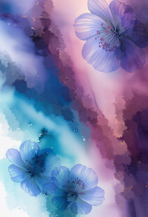 梦幻蓝紫色花卉背景