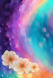 梦幻花卉与绚丽星空背景