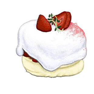 草莓奶油松饼插画