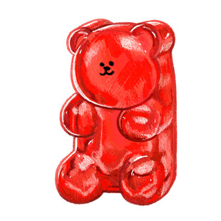 红色卡通小熊摆件