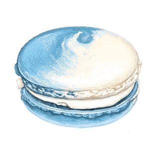 水彩风蓝白马卡龙