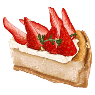 草莓芝士派甜点插画