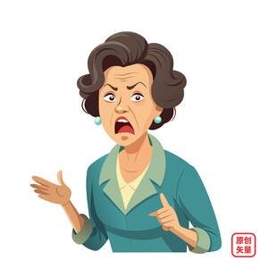 愤怒的老年女性情绪爆发