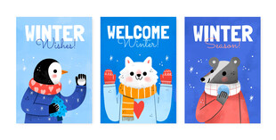 冬季动物欢迎海报