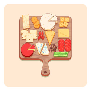 多样奶酪拼盘展示